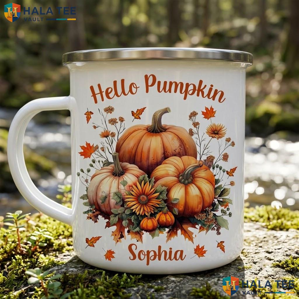 Maple Leaf Ghost Thanksgiving Mug Personalized Autumn Ceramic Coffee Accent Mug