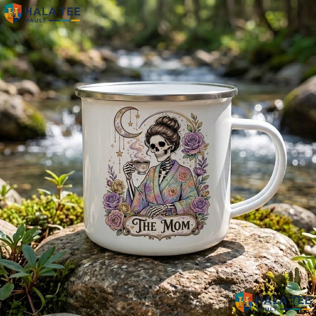Mom Tarot Card Skeleton Halloween Camping Mug Funny Mama Custom Ceramic Coffee Mug