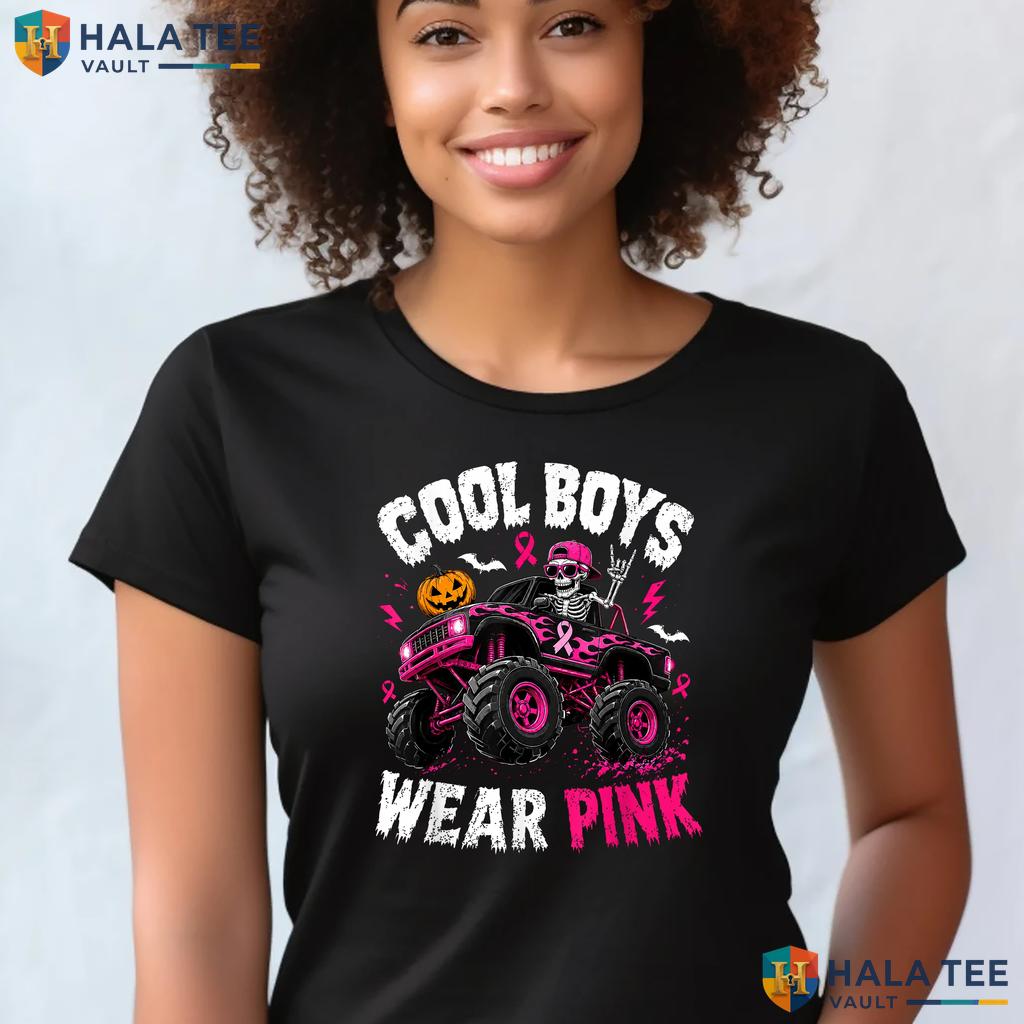 Monster Truck Breast Cancer TShirt Cool Boys Wear Pink Awareness Top