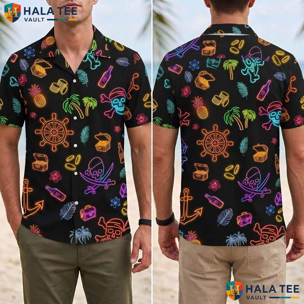 Multicolor Pirate Tropical Shirt Mens Funny Buccaneer Beach Vacation Top