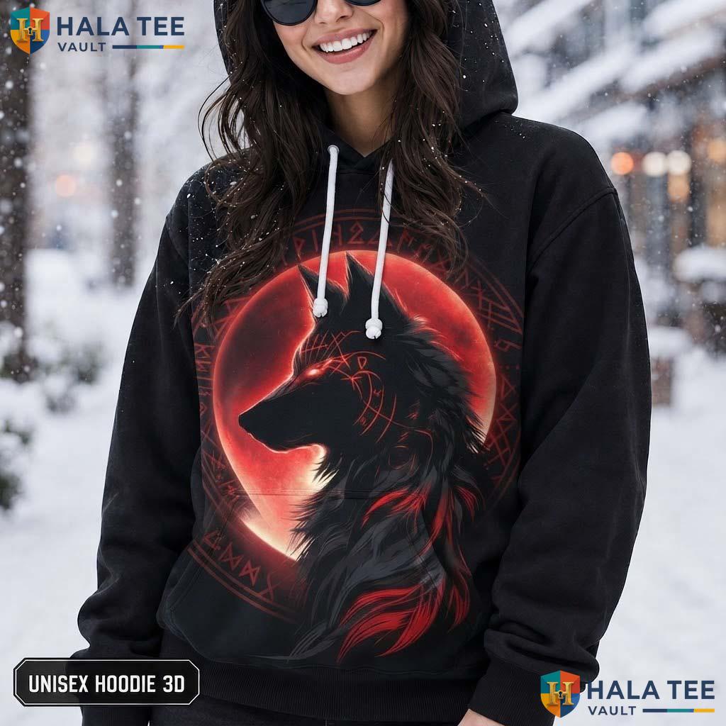 Mysterious Rune Wolf Hoodie Kids Novelty 3D Printed Galaxy Pullover AOP Hoodie