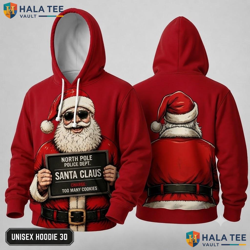 North Pole Police Cookies Christmas 3D Hoodie Funny Santa Claus