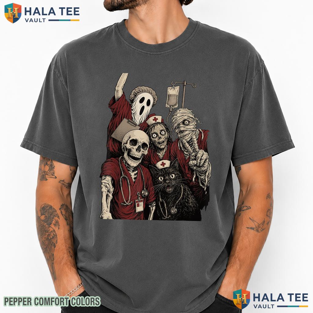 Nurse Squad Skeleton Crew Comfort Colors T-Shirt Spooky RN Scrubs Top
