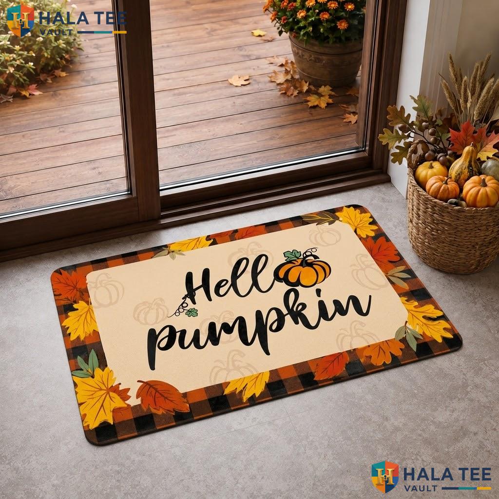 Orange Pumpkin Halloween Doormat Non Slip Ghost Spider Web Fall Entryway Rug