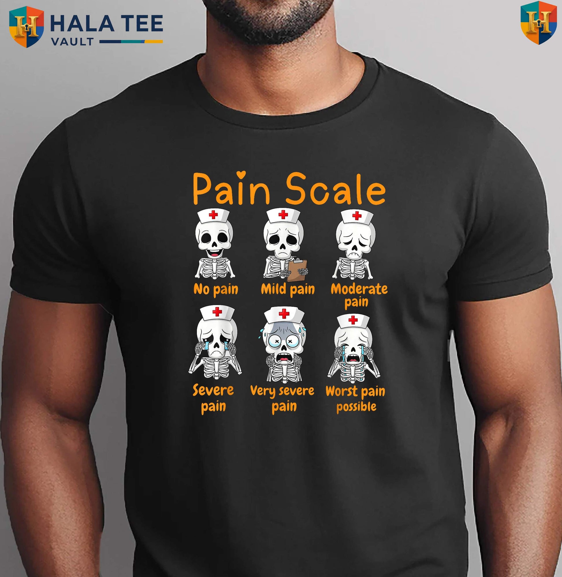 Pain Scale Nurse Skeleton Shirt Cute Trauma Funny Halloween Medical Outfit