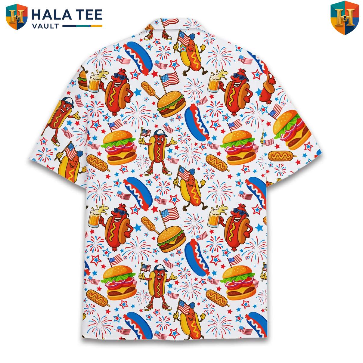 Patriotic BBQ Grilling Aloha Shirt Mens Fourth Of July Summer Cookout Top