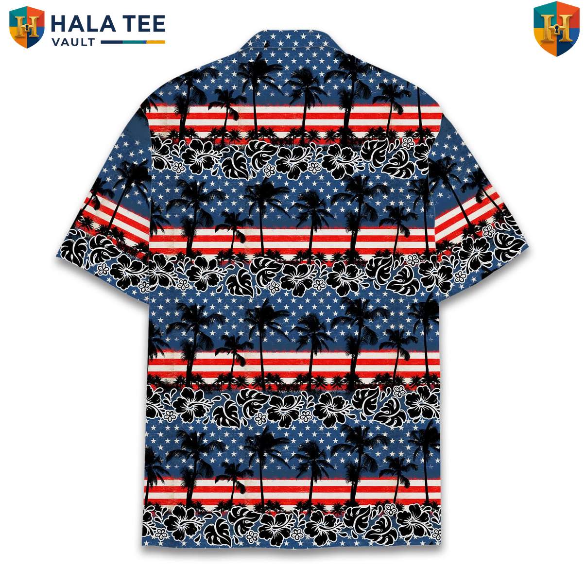 Patriotic Tropical Island Aloha Shirt Mens Fourth Of July Vacation Outfit