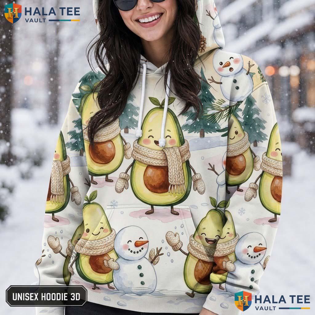 Pear Winter Snowman Thanksgiving 3D Printed Hoodie Festive Playful Cartoon