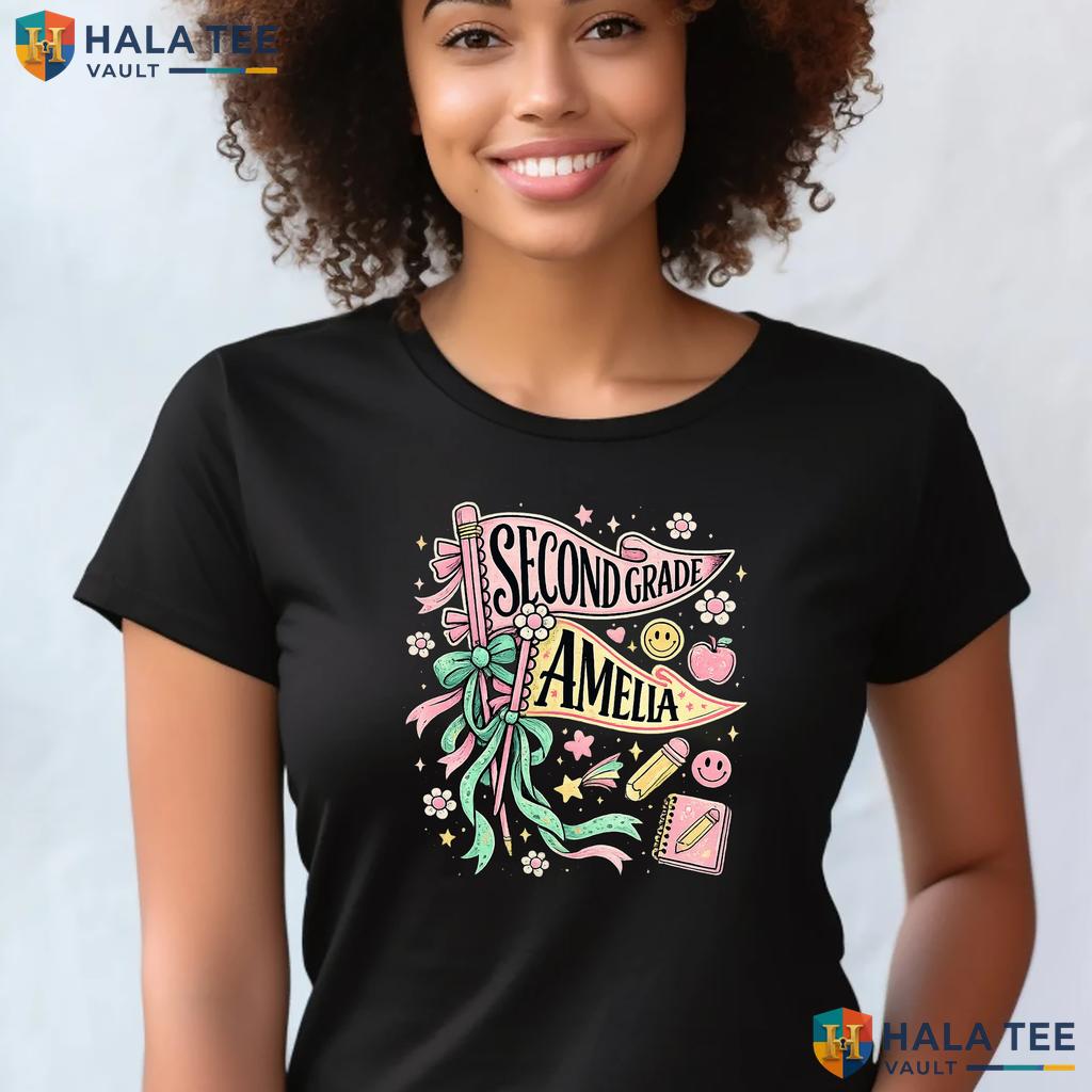 Personalized 2nd Grade School Shirt Girls First Day Graphic Apparel Top Adult