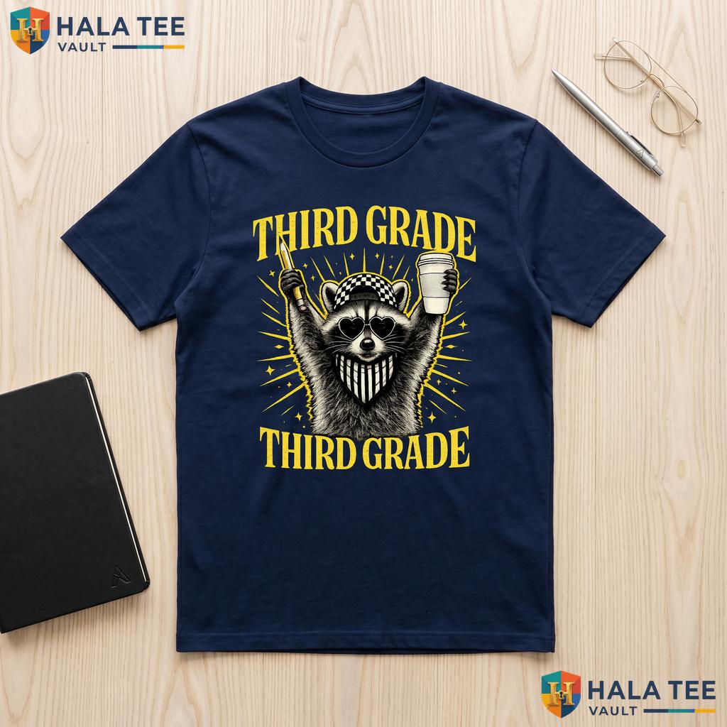 Personalized 3rd Grade Raccoon Shirt Teacher Appreciation Classroom Gear Adult