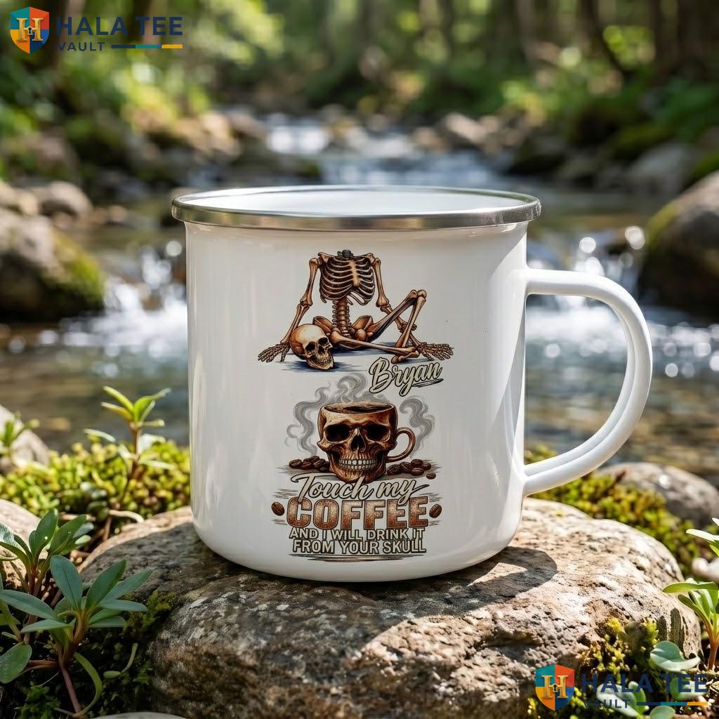Personalized Skeleton Ceramic Mug Custom Skull Themed Halloween Accent Mug