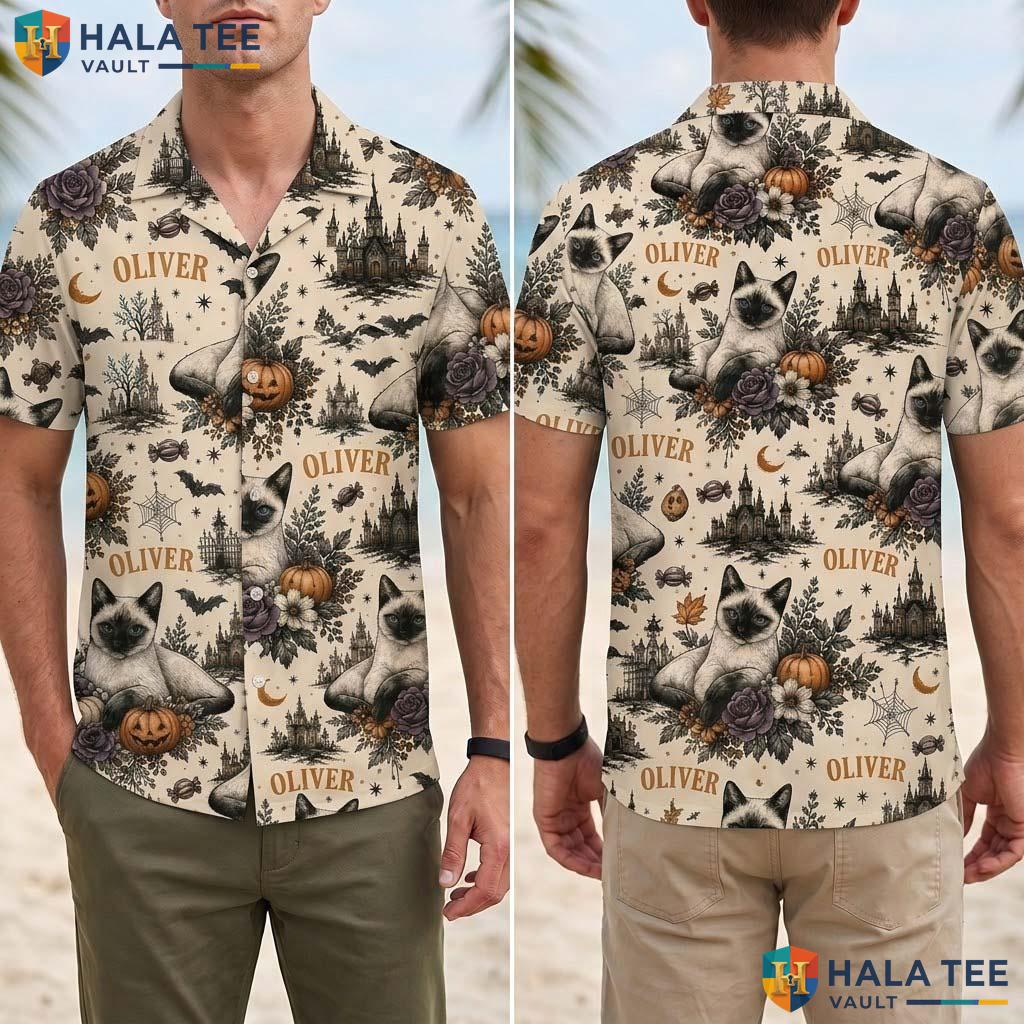 Photo Pet Halloween Hawaiian Shirt Custom Floral Aloha Party Outfit Adult
