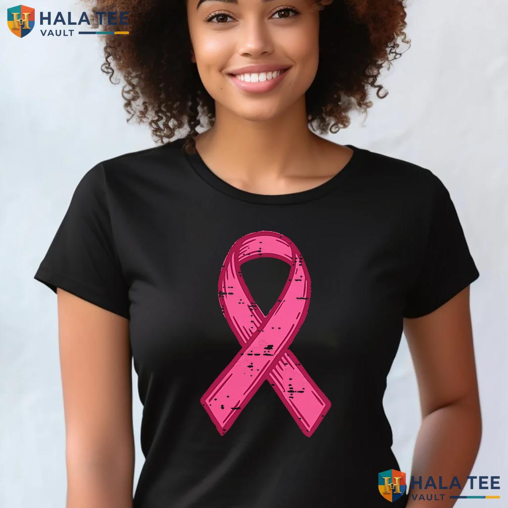 Pink Ribbon Pocket Awareness TShirt Breast Cancer Mens Womens Kids
