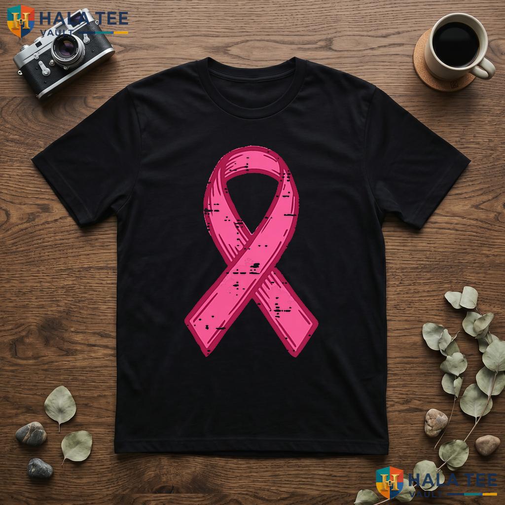 Pink Ribbon Pocket Awareness TShirt Breast Cancer Mens Womens Kids Adult