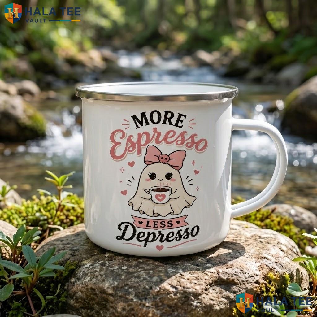 Pink Sleepy Ghost Halloween Accent Mug Funny Mornings Are A Boo Ceramic Coffee Mug