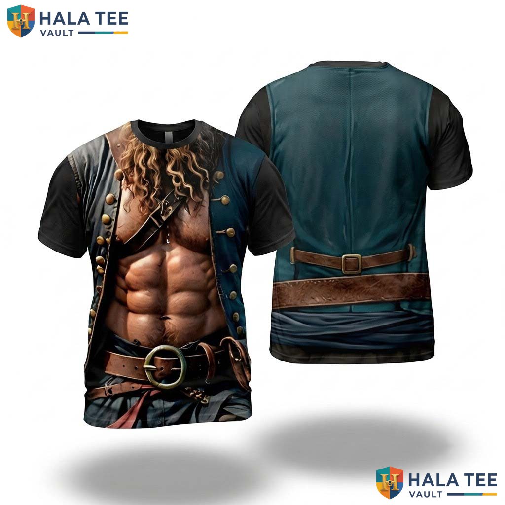 Pirate Abdominal Muscle 3D T-Shirt Mens Fake Chest Halloween Cosplay Top