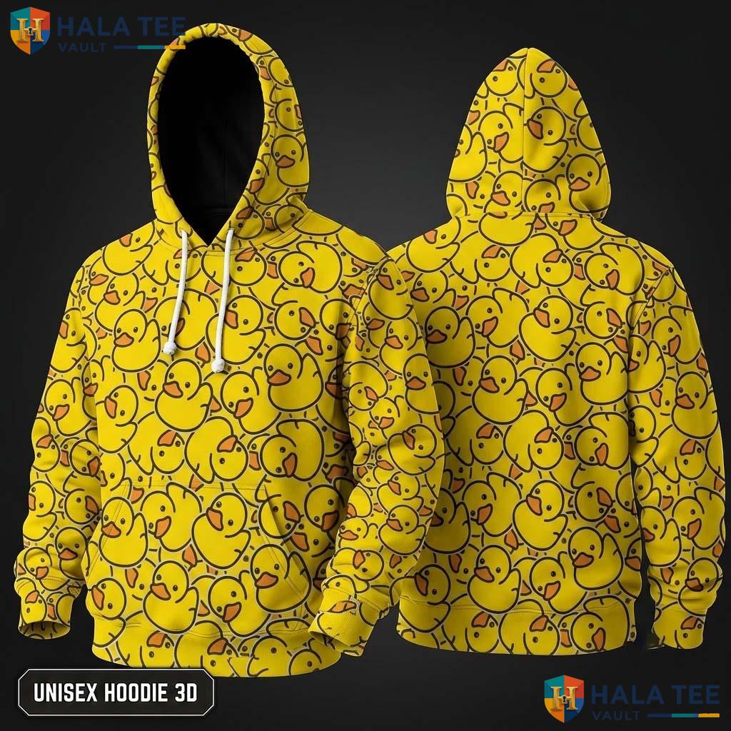 Playful Rubber Duck 3D Hoodie Funny Yellow Cartoon Graphic Sweatshirt