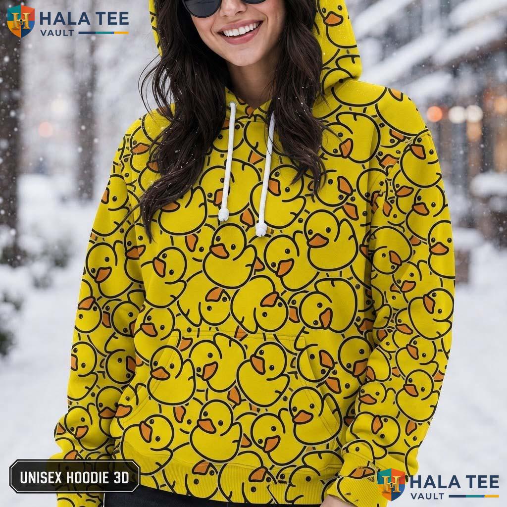 Playful Rubber Duck 3D Printed Hoodie Funny Yellow Cartoon Graphic Sweatshirt