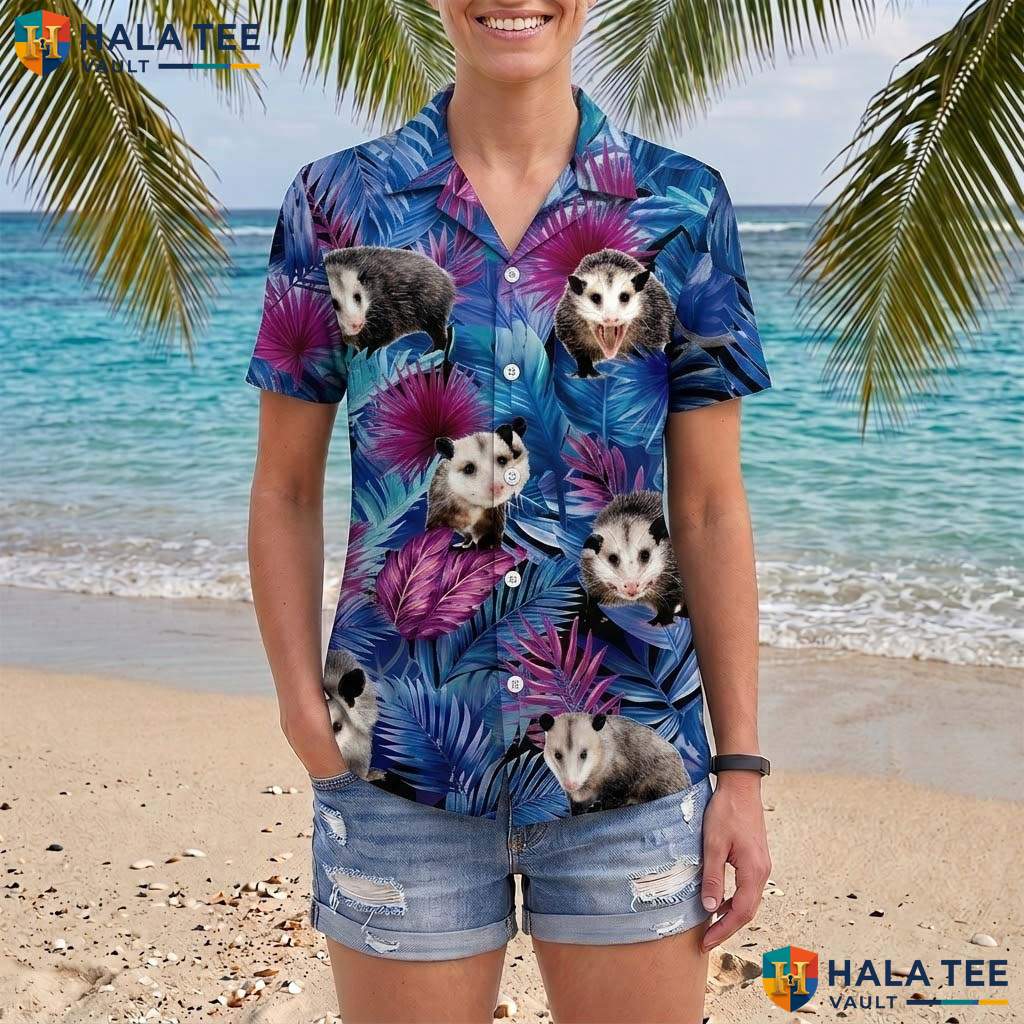 Possum Palm Tree Aloha TShirt Mens Funny Tropical Beach Vacation Clothing