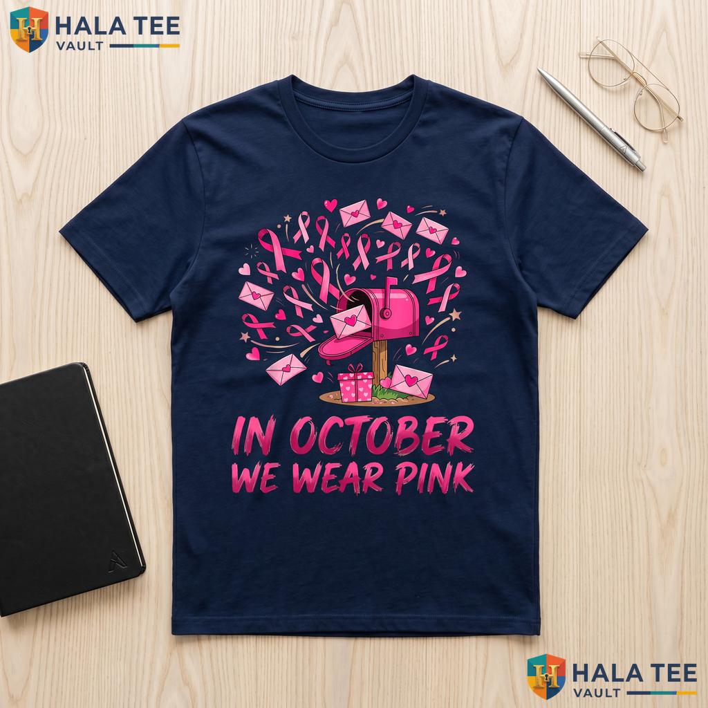 Postal Worker Breast Cancer T-Shirt October We Wear Pink Awareness Adult