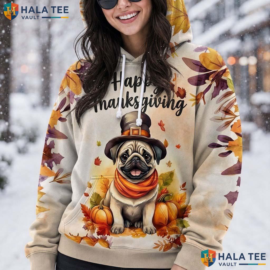 Pug Turkey Festive Thanksgiving 3D Printed Hoodie Funny Autumn Pumpkins Top