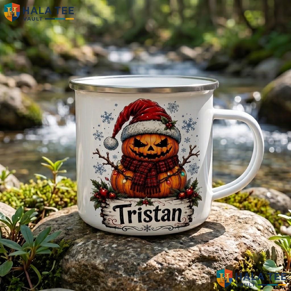 Pumpkin Skeleton Halloween Mug Custom Personalized Gothic Ceramic Coffee Accent Mug