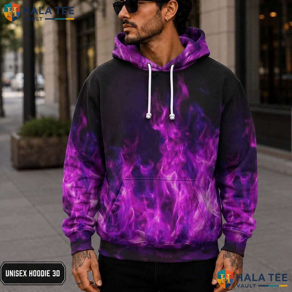 Purple Flame Kids 3D Printed Hoodie Novelty Galaxy Printed Pullover Apparel