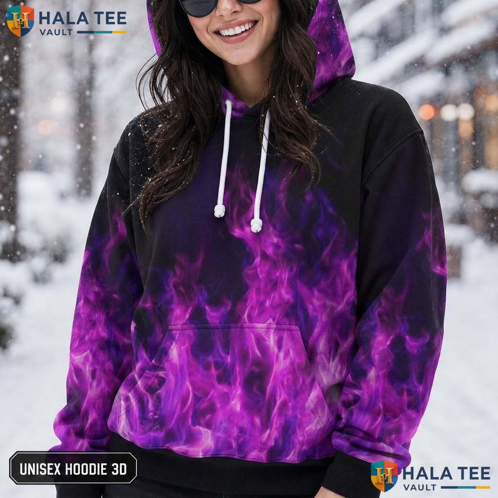 Purple Flame Kids AOP Hoodie Novelty Galaxy Printed Pullover Apparel