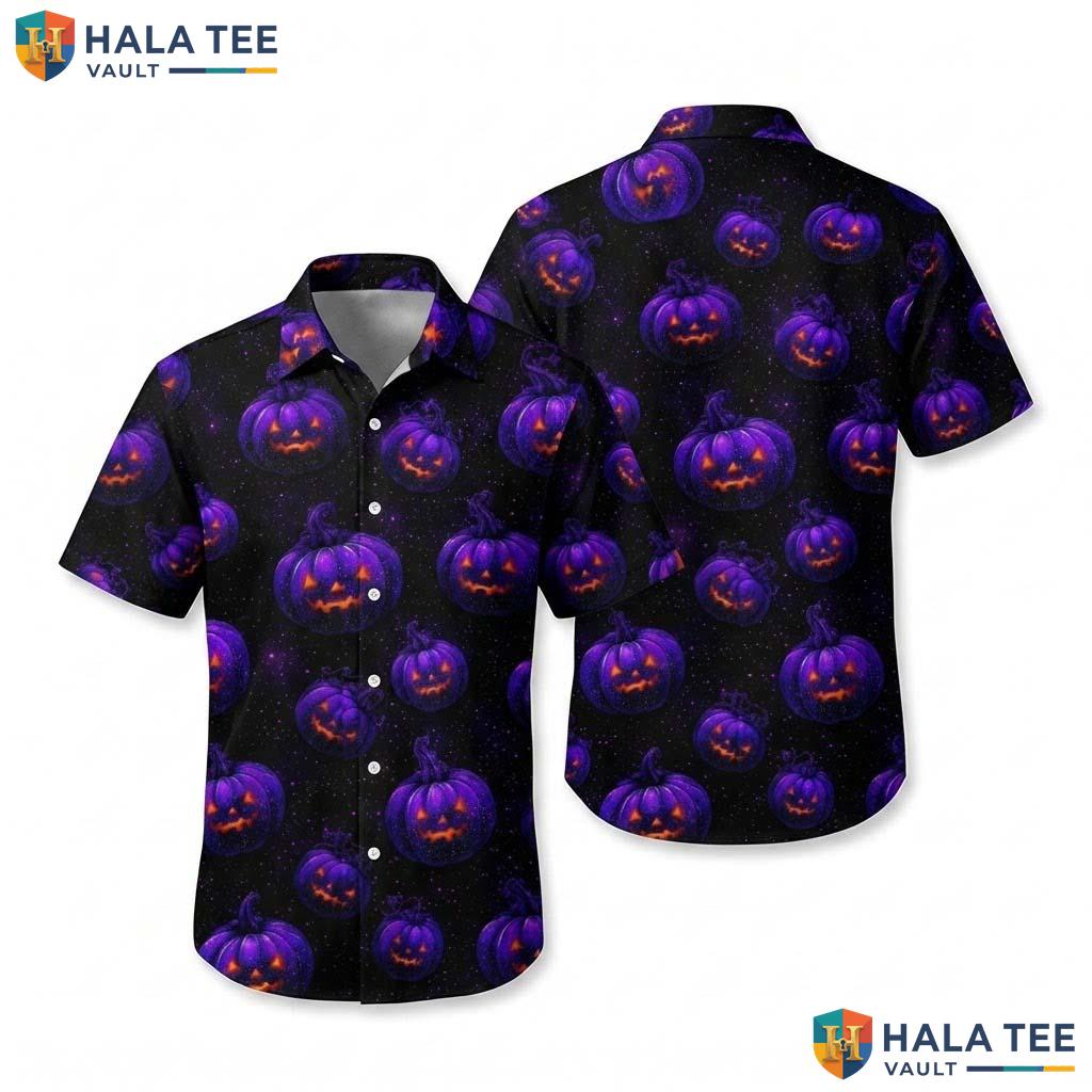 Quirky Artwork Halloween Hawaiian Shirt Spooky Tropical Vacation Top