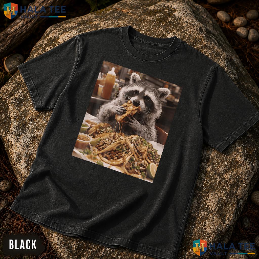 Raccoon Eating Taco Comfort Colors T-Shirt Funny Foodie Trash Panda Apparel
