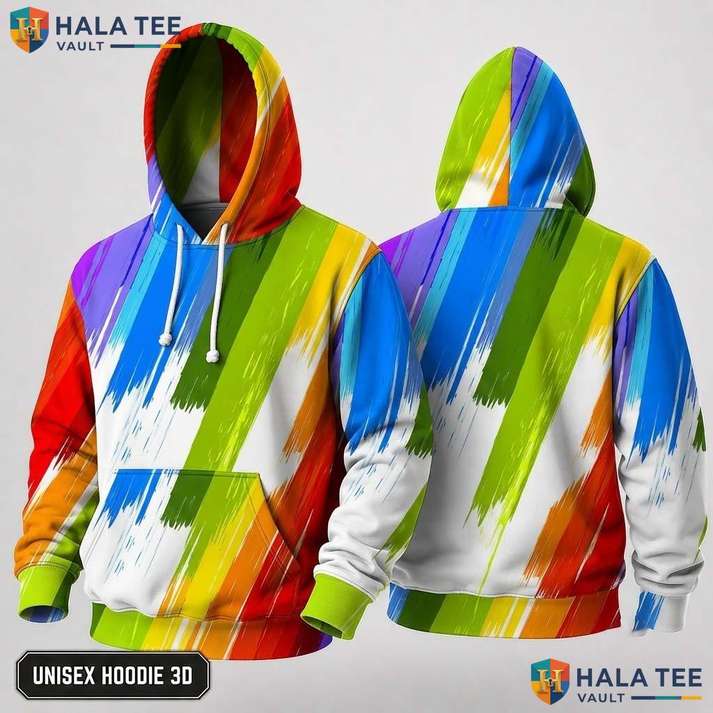 Rainbow Novelty 3D Hoodie Realistic Graphic Pullover For Men Women Top