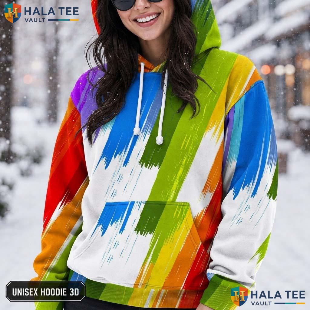 Rainbow Novelty 3D Printed Hoodie Realistic Graphic Pullover For Men Women Top