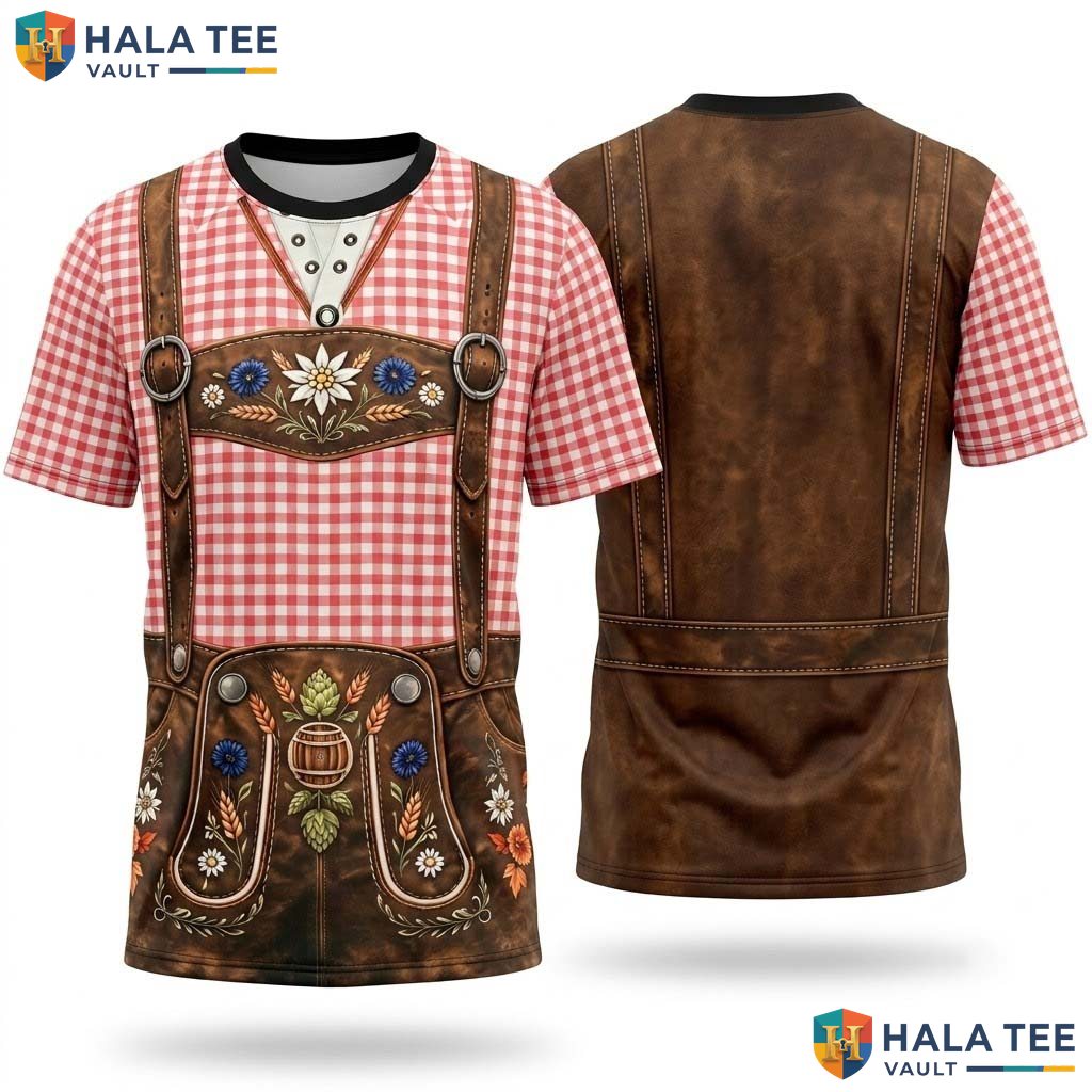 Red Oktoberfest Costume AOP T-Shirt Mens German Holiday Festival Cosplay Top