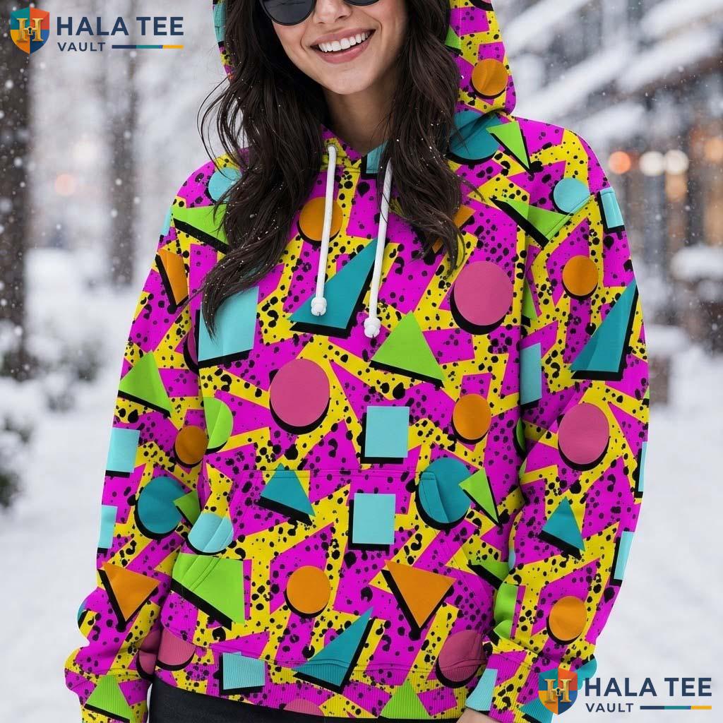 Retro 80s 90s Shape 3D Printed Hoodie Vibrant Inspired Unisex Graphic Apparel