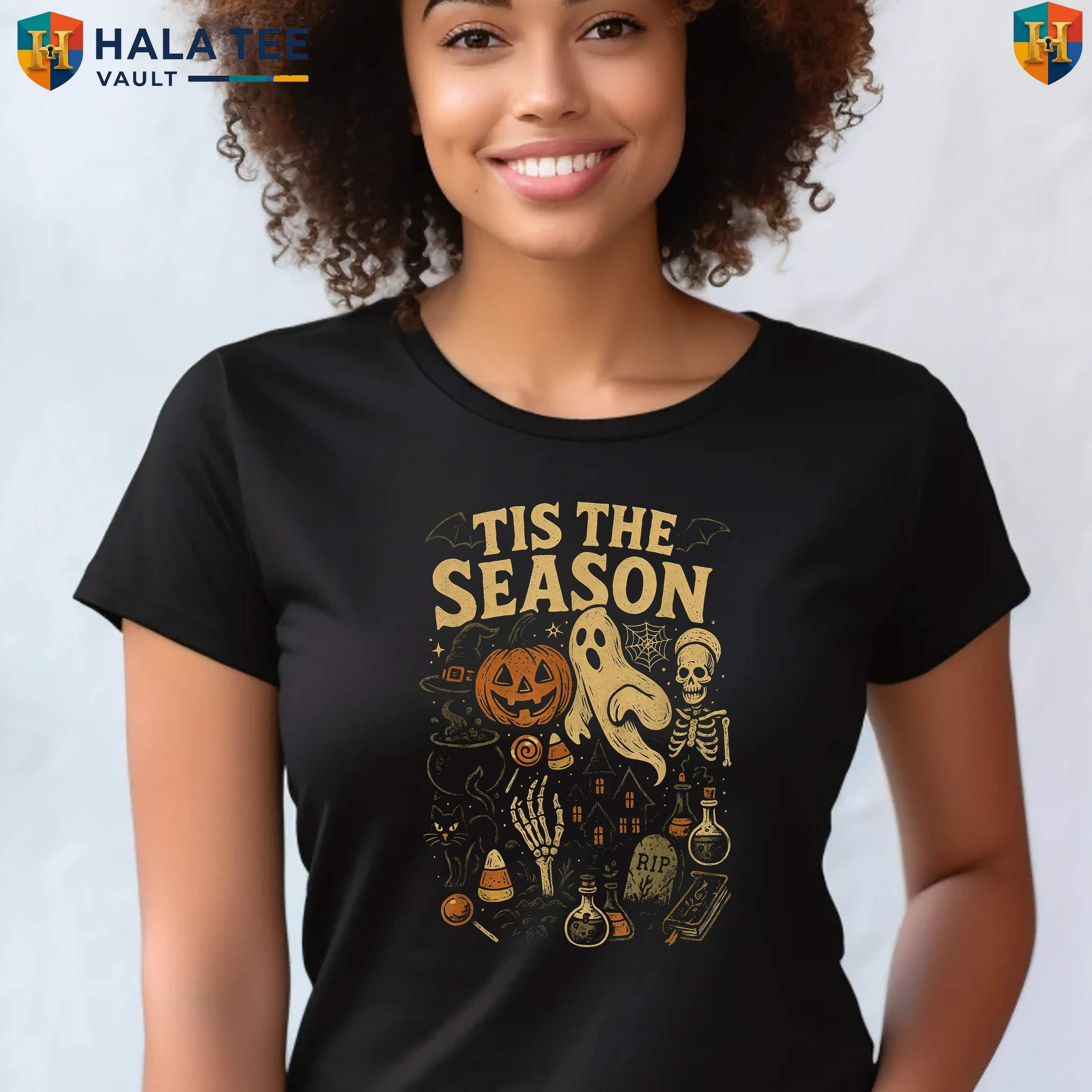Retro Tis The Season Halloween Shirt Spooky Vintage Holiday Graphic Apparel