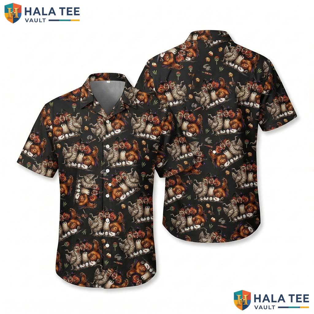Rooster Costume Halloween Hawaiian Shirt Spooky Mummy Chicken Top