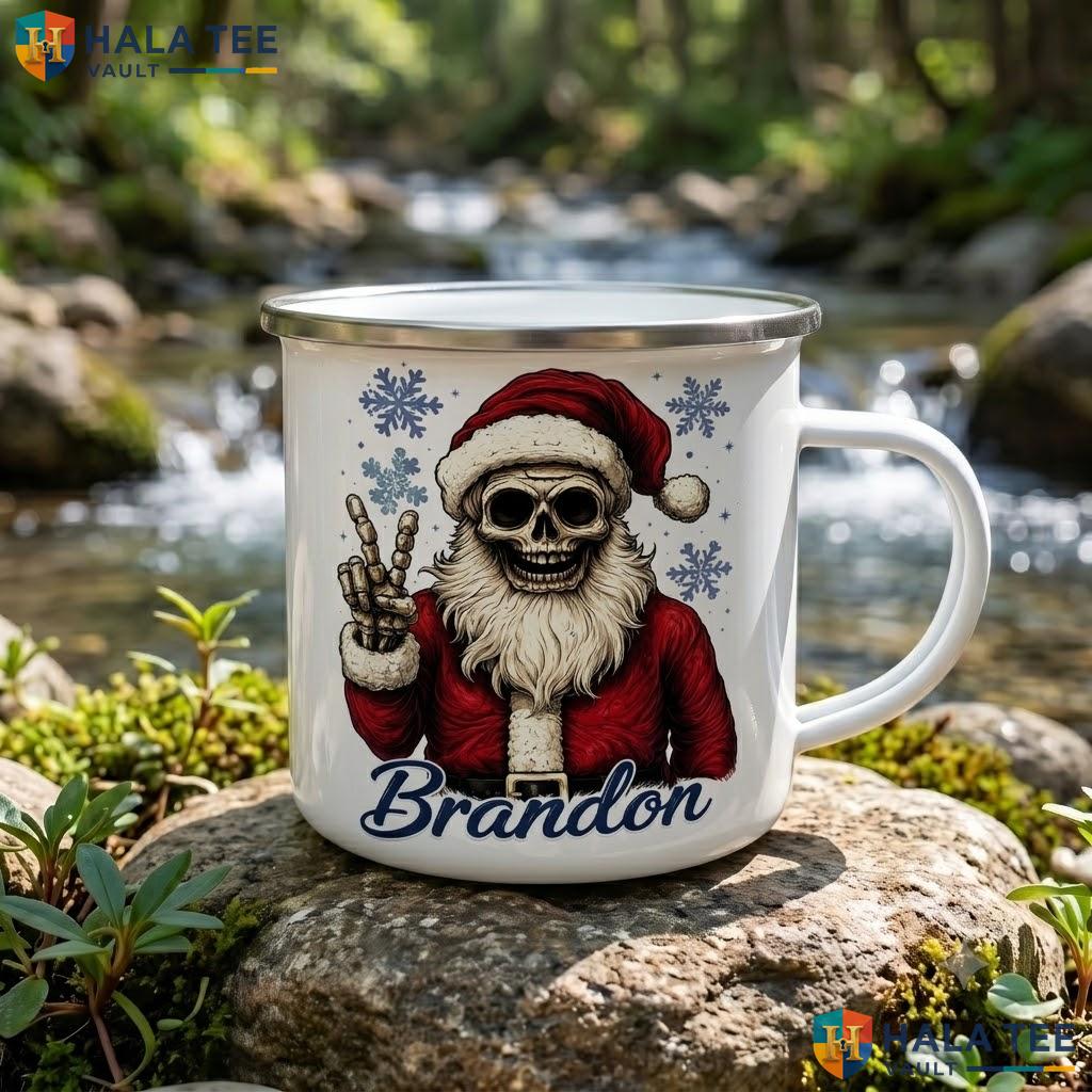 Santa Skeleton Custom Accent Mug Personalized Gothic Christmas Cup