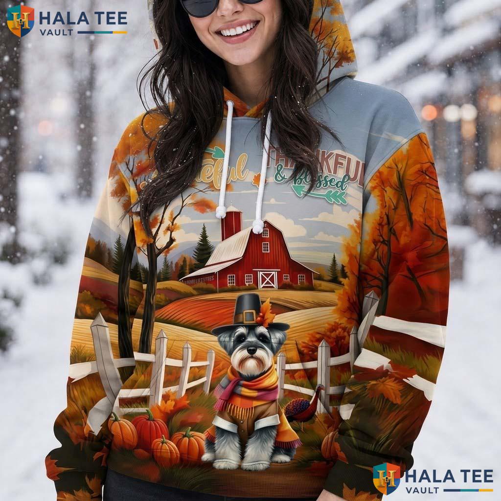 Schnauzer Colors Autumn Thanksgiving 3D Printed Hoodie Grateful Dog Apparel