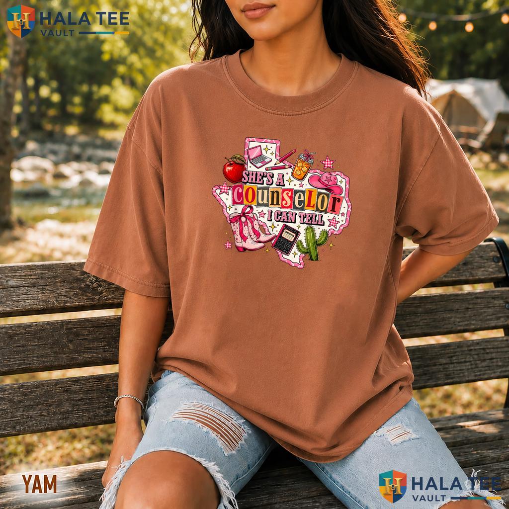 Shes A Counselor Western Comfort Colors Shirt Retro School Guidance Top