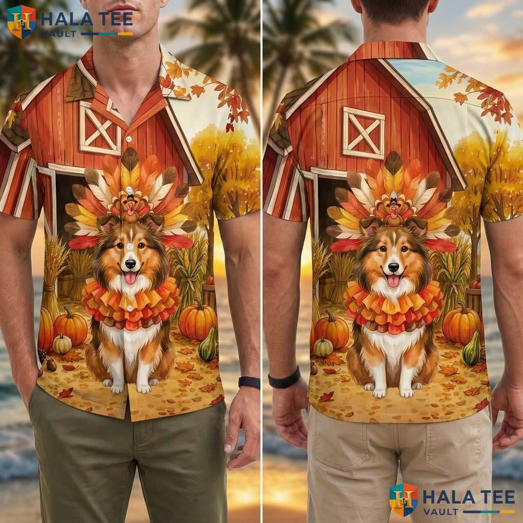 Shetland Sheepdog Thanksgiving Tropical Shirt Turkey Costume Apparel