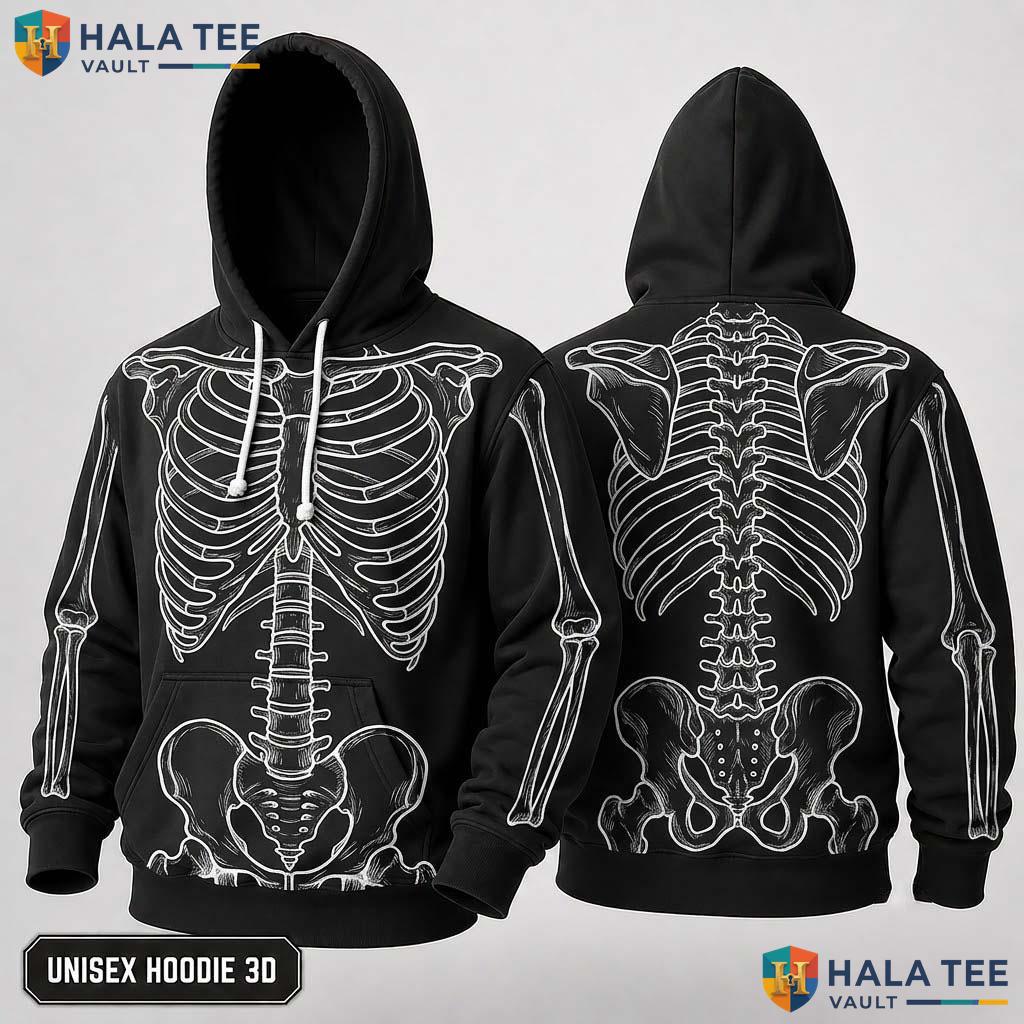 Skeleton 3D Hoodie Edgy Graphic Apparel Alternative Fashion Lover