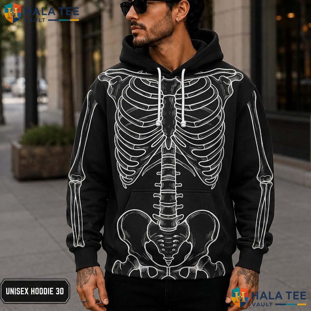 Skeleton 3D Printed Hoodie Edgy Graphic Apparel Alternative Fashion Lover