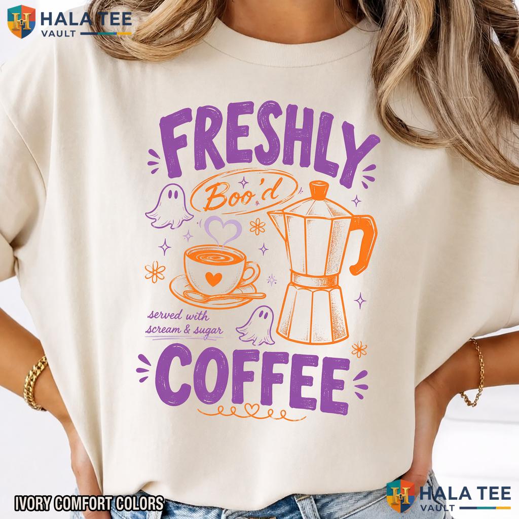Skeleton Coffee Comfort Colors T Shirt Freshly Bood Ghost Halloween Apparel Vintage Washed Tee