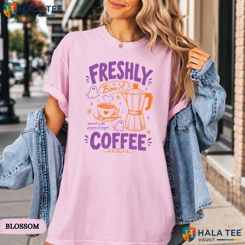 Skeleton Coffee Comfort Colors T Shirt Freshly Bood Ghost Halloween Apparel Heavyweight Cotton T-Shirt
