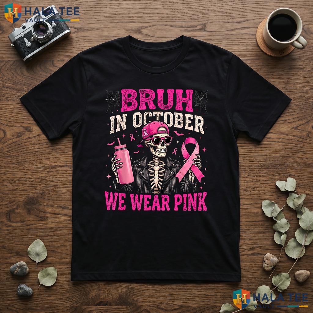 Skeleton Kids Boys Breast T-Shirt Bruh October Wear Pink Cancer Top Adult