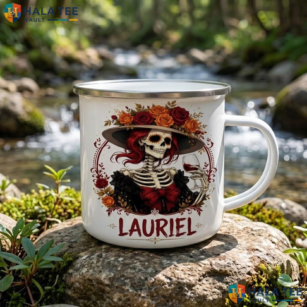 Skeleton Lady Halloween Accent Mug Personalized Skull Custom Ceramic Coffee Mug