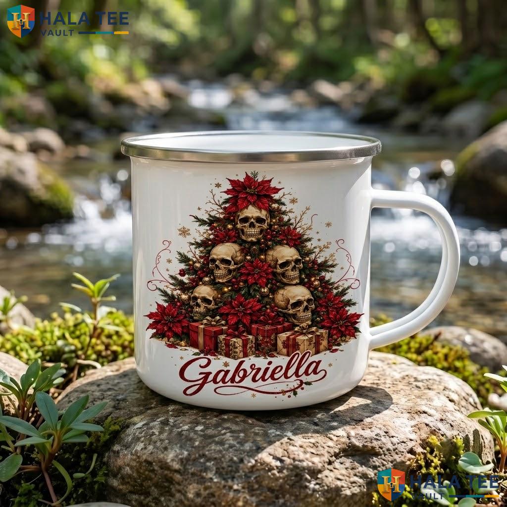 Skulls Spooky Tree Halloween Mug Custom Name Gothic Custom Ceramic Coffee Accent Mug
