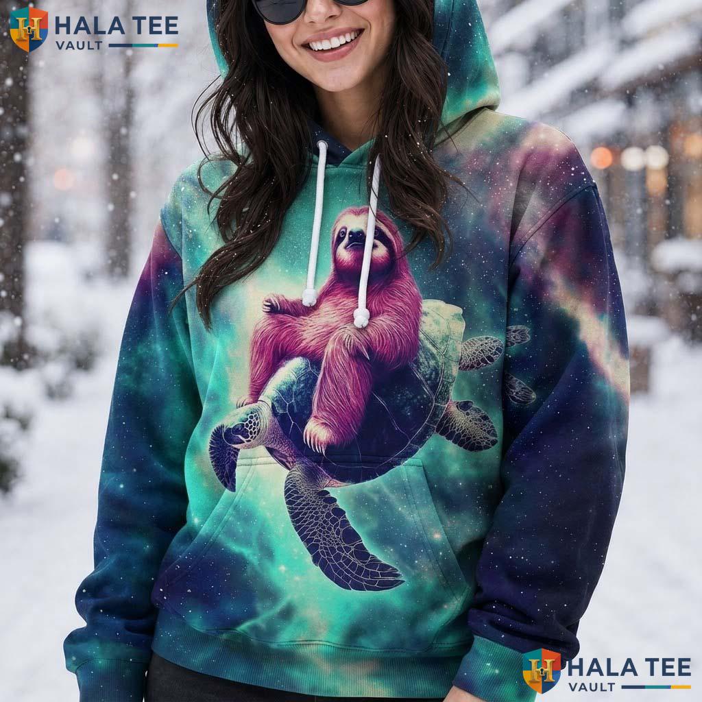 Sloth Ride Turtles Hoodie Men Women 3D Graphic Skull Novelty Pullover AOP Hoodie