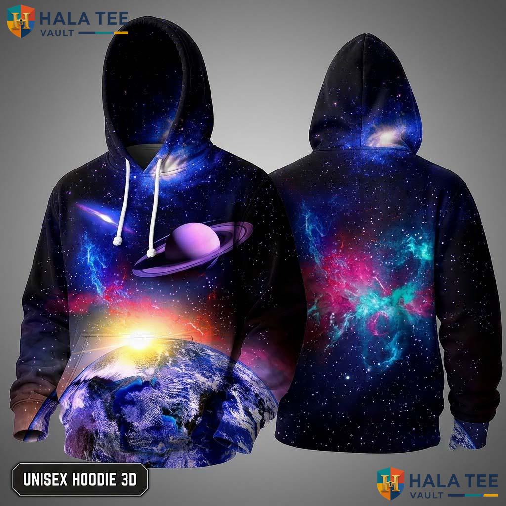 Space Planet Realistic Hoodie Men Women 3D Graphic Novelty Pullover Top