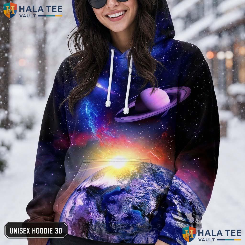 Space Planet Realistic Hoodie Men Women 3D Graphic Novelty Pullover Top AOP Hoodie